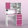 Multifunctional Engineered Wood Study Table with Bookshelf and Cabinet – Ideal for Home Office - White & Pink