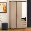Aabha 3 Door Wardrobe in Beige High Gloss Finish