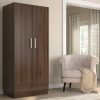 Noksha Engineered Wood 2 Door Wardrobe in China Walnut Finish