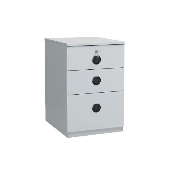 LB Beach 3 Unit Central Lock Mobile Drawer - White