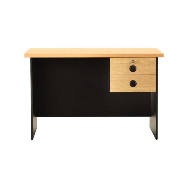 Black and Beach Color Engineered Wood Polished Executive Desk