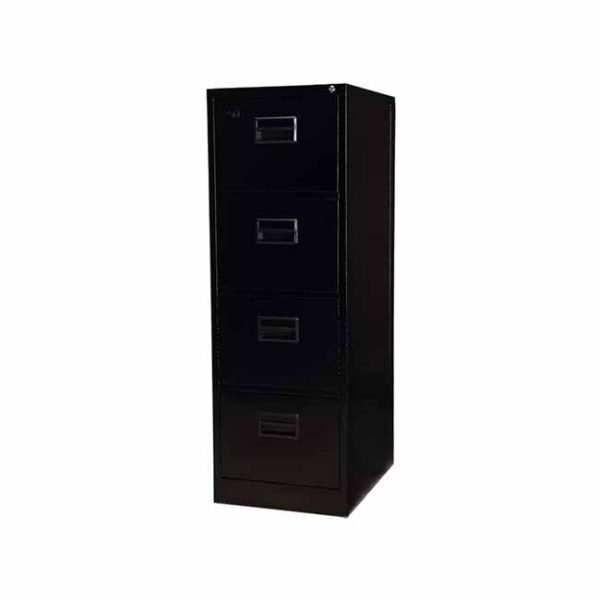 Mild Steel 4 Drawer File Cabinet - Black